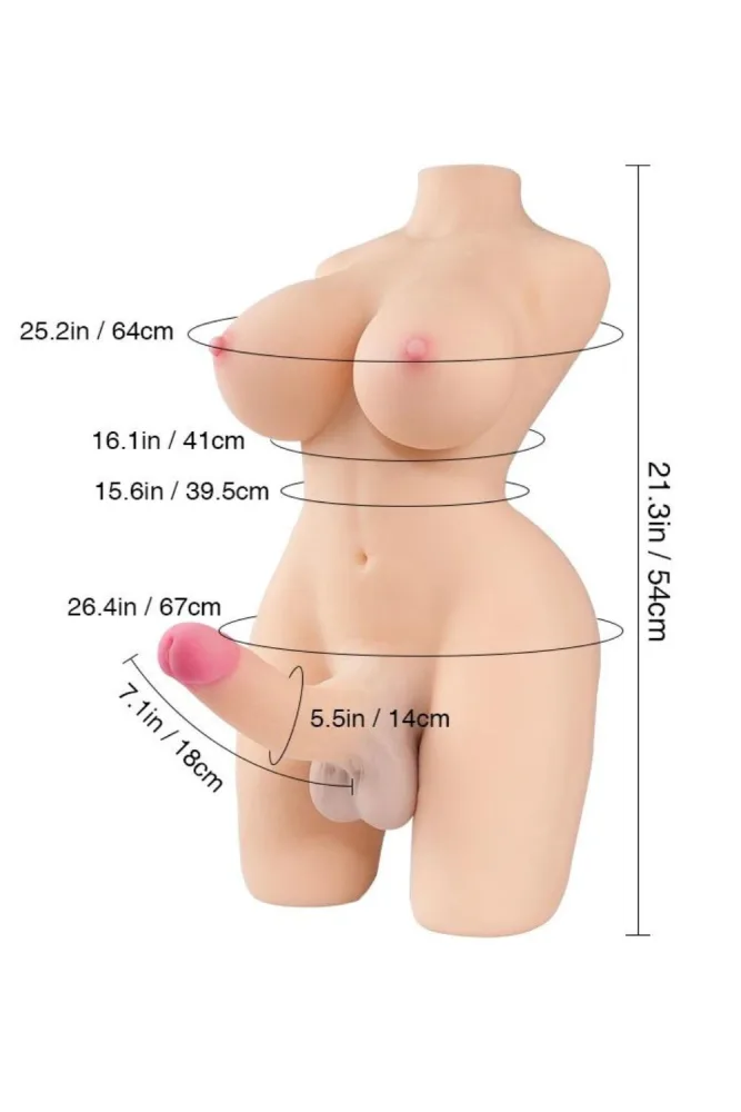 54cm/1ft9 20.3LB Big Penis Trans Sex Doll Torso – Sarina (US, CA & EU-Only) view 2