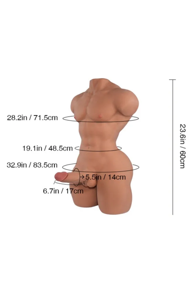 60cm/1ft12 33.7LB Male Realistic Sex Doll Torso with Big Dick – Mark (US, CA & EU-Only) view 2