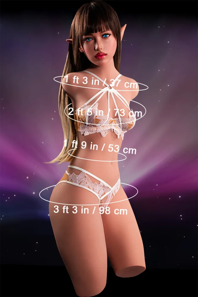 110cm/3ft7 64.6LB Silicone Head Sex Doll Torso – Andrea view 2